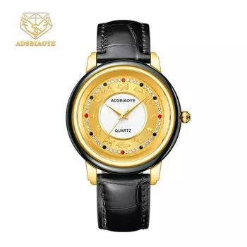 Мужские и женские кварцевые наручные часы с креативным циферблатом с бриллиантами и знаком зодиака, модные деловые часы, изысканные праздничные подарочные часы Gold-Male