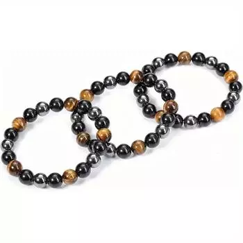 Мужские и женские лечебные кристаллы 2 шт./комплект для защиты 10 мм натуральные круглые драгоценные камни бусины обсидиан тигровый глаз камень браслет удачи чёрный
