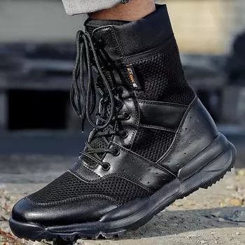 Мужские и женские легкие тактические высокие армейские ботинки с застежкой-молнией – дышащая сетка для использования на открытом воздухе весной/осенью 38