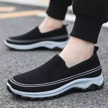 Мужские и женские легкие трендовые дышащие кроссовки для ходьбы, кроссовки для пожилых людей с мягкой подошвой, кроссовки с одной педалью Male 39 серый