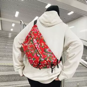 Мужские и женские литературные нагрудные сумки, северо-восточные большие цветы, сумки-мессенджеры, персонализированные модные поясные сумки чёрный