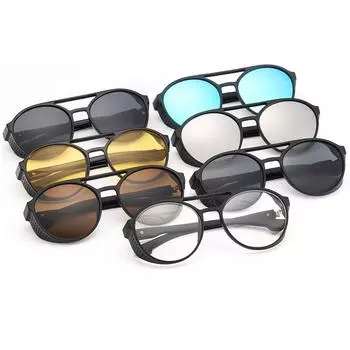Мужские и женские металлические винтажные модные очки, классические очки в стиле панк, крутые солнцезащитные очки, ювелирные аксессуары в круглой оправе