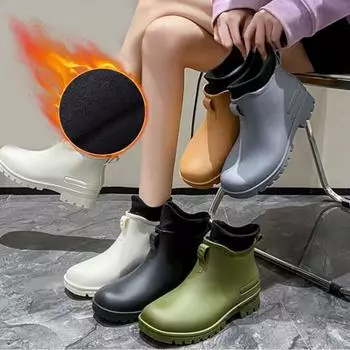 Мужские и женские модели, нескользящие, осенние и зимние, водонепроницаемые, женские, однотонные, для работы на открытом воздухе, дышащие, дождевые туфли 44