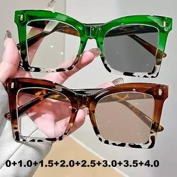 Мужские и женские модные фотохромные очки для чтения, модные стильные большие солнцезащитные очки для дальнего зрения, унисекс, большая оправа, пресбиопия 3.0