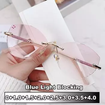 Мужские и женские модные очки для чтения с бабочкой, модные очки для дальнего зрения без оправы, блокирующие синий свет, для пресбиопии 2.0