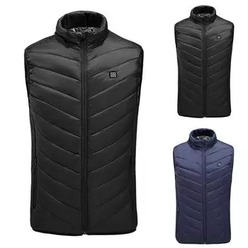 Мужские и женские модные повседневные теплые смарт-отопление однотонные жилеты L чёрный