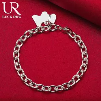 Мужские и женские модные ювелирные изделия из стерлингового серебра 925 пробы, браслет с подвеской, модные свадебные украшения 20CM