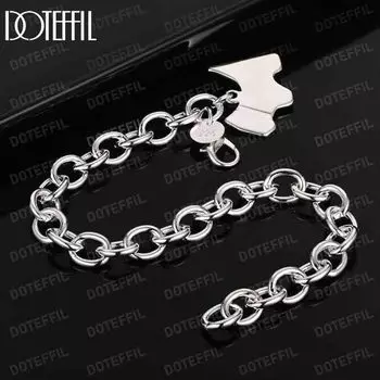 Мужские и женские модные ювелирные изделия из стерлингового серебра 925 пробы, браслет с подвеской, модные свадебные украшения 20CM