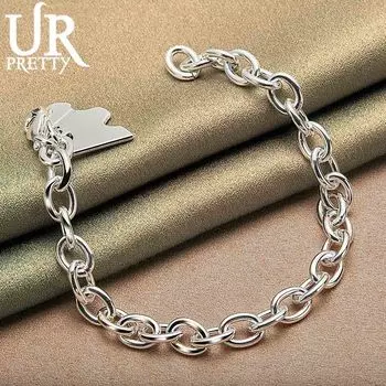 Мужские и женские модные ювелирные изделия из стерлингового серебра 925 пробы, браслет с подвеской, модные свадебные украшения 20CM