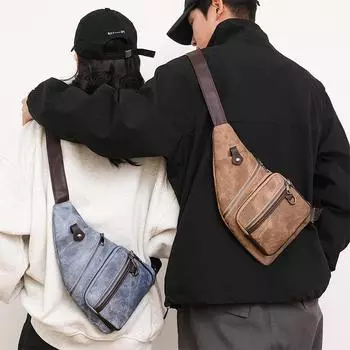 Мужские и женские нагрудные сумки, городские сумки-мессенджеры в строгом стиле, мужские студенческие нагрудные сумки + внешний ранец. чёрный