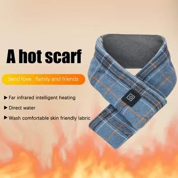 Мужские и женские новые графеновые шарфы с подогревом, зарядка через USB, три механизма, шарф с подогревом, зимний теплый шарф для защиты шеи темно-серого