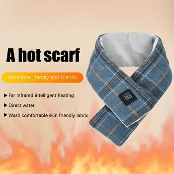 Мужские и женские новые графеновые шарфы с подогревом, зарядка через USB, три механизма, шарф с подогревом, зимний теплый шарф для защиты шеи One Size синий