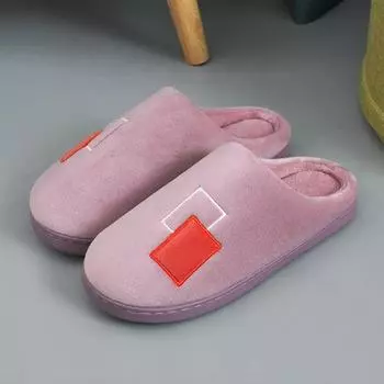 Мужские и женские новые хлопковые тапочки, теплые и нескользящие, для пар, домашняя обувь, пол-упаковки с хлопковыми тапочками 36-37(fit 35-36) фиолетовый