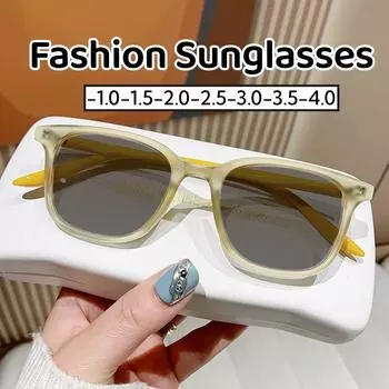 Мужские и женские новые модные солнцезащитные очки для близорукости, унисекс, ретро, квадратная оправа, классические уличные очки, солнцезащитные очки -4.0