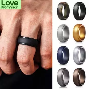 Мужские и женские новые мужские силиконовые кольца 7-12 размера гипоаллергенные гибкие мужские обручальные резинки 8 мм пищевое силиконовое кольцо на палец 9 золотой
