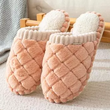 Мужские и женские новые парные хлопковые тапочки осенне-зимние домашние теплые и нескользящие милые домашние тапочки 42-43 синий