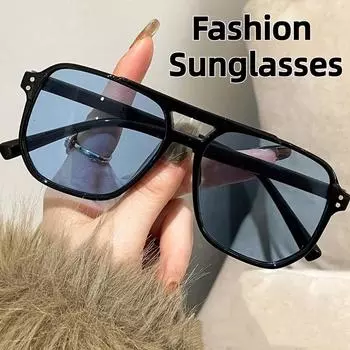 Мужские и женские новые ретро-солнцезащитные очки с большой квадратной оправой, солнцезащитные очки для активного отдыха на море с двойным лучом, солнцезащитные очки UV400 для вождения и путешествий as picture