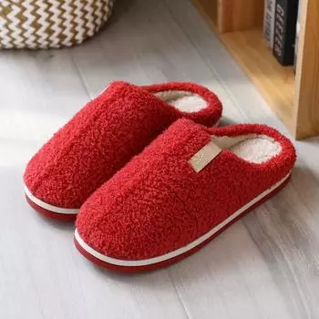 Мужские и женские новые шерстяные хлопковые тапочки, домашние тапочки для дома с нескользящим теплым полом, осенние и зимние домашние тапочки для пар 36-37(fit 35-36) коричневый