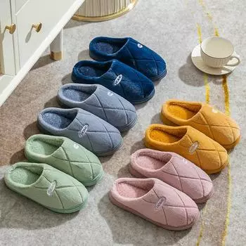 Мужские и женские новые тапочки хлопковые тапочки осенние и зимние домашние милые парные теплые домашние мультфильмы 36-37 розовый