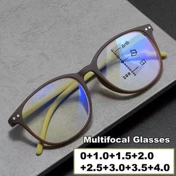 Мужские и женские очки для чтения HD Multifocal, унисекс, круглая оправа, модные очки для дальнего зрения, пресбиопии, ретро, новый стиль, прогрессивные очки 0