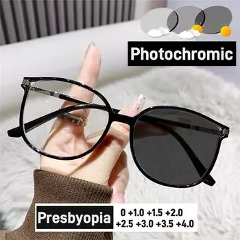 Мужские и женские очки для чтения, меняющие цвет, новый стиль, фотохромные очки для чтения, солнцезащитные очки с защитой от ультрафиолета, роскошные очки для дальнозоркости 0~-+4.0 4