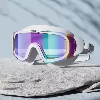 Мужские и женские очки для плавания, градиентные линзы в большой оправе, очки для плавания HD, противотуманные водонепроницаемые силиконовые очки для плавания, очки