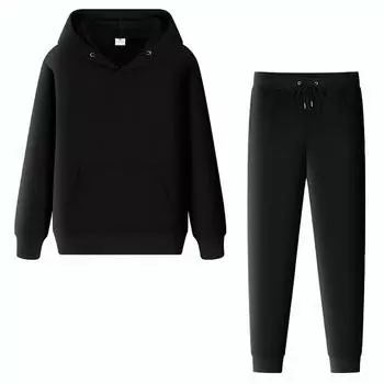 Мужские и женские однотонные толстовки с длинными рукавами + брюки, осенне-зимняя уличная одежда, одинаковые комплекты, толстовки, спортивные штаны S