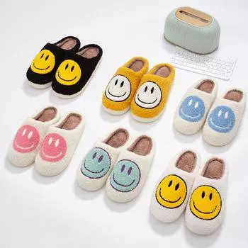 Мужские и женские осенне-зимние теплые домашние противоскользящие плюшевые тапочки на толстой подошве 44-45