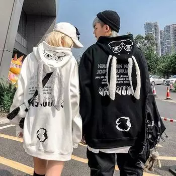Мужские и женские осенние толстовки с капюшоном с животным принтом, толстовки, топы, куртки с рисунком кролика XXXL белый