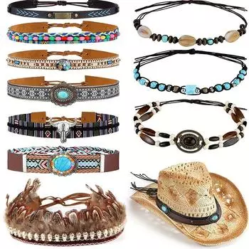 Мужские и женские плетеные ленты для шляп, ремни для шляп, классические ленты для ковбойской шляпы, регулируемые аксессуары для ковбойской шляпы