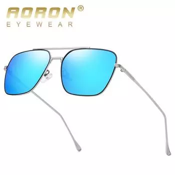 Мужские и женские поляризационные солнцезащитные очки в квадратной оправе, модный дизайн, металлические уличные очки для вождения, антибликовые очки UV400