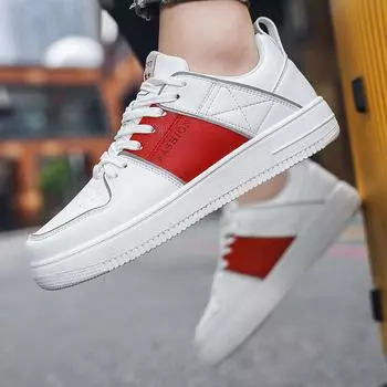 Мужские и женские повседневные туфли белого цвета, роскошные брендовые дизайнерские спортивные туфли из натуральной кожи, модные мужские туфли на шнуровке из вулканизированной стали 36 красный