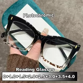 Мужские и женские ретро большие очки для чтения унисекс новые трендовые очки с защитой от синего света для женщин мода пресбиопия 0+1.0+4.0 0