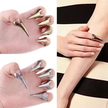Мужские и женские ретро-панк-рок готические когти для ногтей, костяшки пальцев, коготь, шип, кольцо серебряный