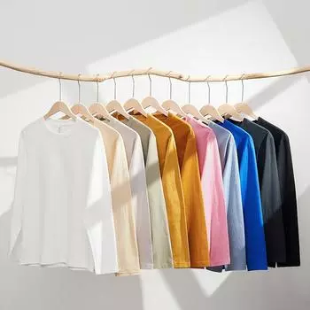 Мужские и женские рубашки с длинным рукавом, повседневные спортивные однотонные футболки из мягкого хлопка для мужчин и женщин, модные мужские футболки с круглым вырезом S