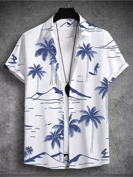 Мужские и женские рубашки с принтом в виде ботанического цветочного узора, повседневные рубашки с коротким рукавом, модные топы с коротким рукавом на пуговицах S