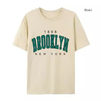 Мужские и женские рукава 1898 New York Printed Women T-shirt Fashion Fleece T Shirt Creativity Pullover Clothing S
