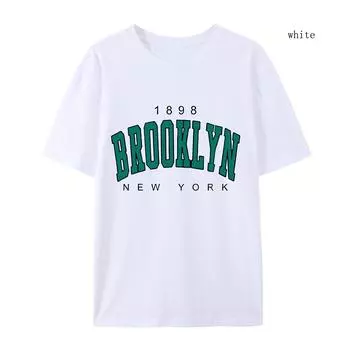 Мужские и женские рукава 1898 New York Printed Women T-shirt Fashion Fleece T Shirt Creativity Pullover Clothing S