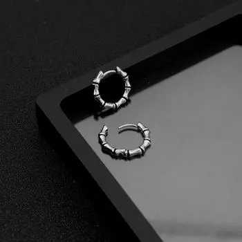 Мужские и женские серьги из нержавеющей стали, ретро-панк-серьги-кольца из бамбука, байкерские серьги