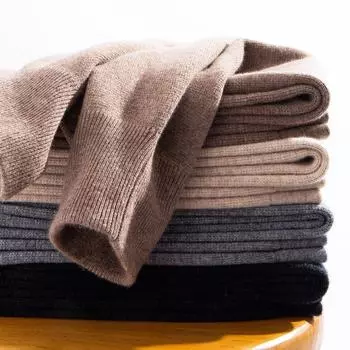 Мужские и женские шерстяные кашемировые трикотажные брюки с высокой талией для тепла осенью и зимой. XXL чёрный