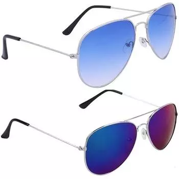 Мужские и женские солнцезащитные очки Dervin Aviator Combo (синий) - Упаковка из 2 шт.