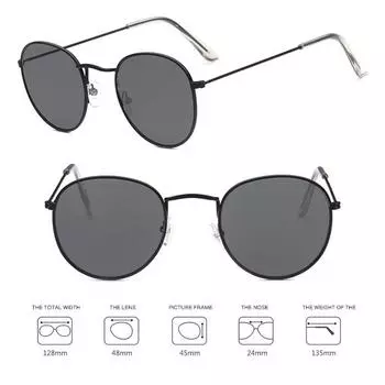 Мужские и женские солнцезащитные очки в металлической оправе с линзами Ocean UV400, винтажные унисекс, модные солнцезащитные очки, круглые, изящные ювелирные изделия