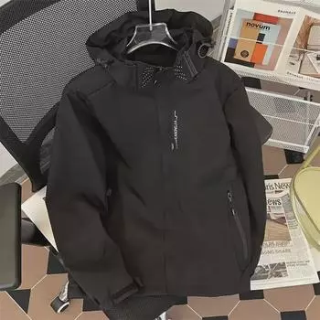 Мужские и женские спортивные куртки на весну и осень: Повседневные водонепроницаемые уличные модели с капюшоном Large грязно-белый