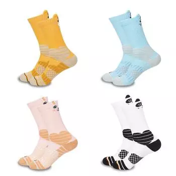 Мужские и женские спортивные носки с махровой подошвой, средние носки с изображением животных, сетчатые дышащие, нескользящие, впитывающие пот, нескользящие спортивные носки One Size