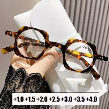 Мужские и женские стильные квадратные очки для дальнего зрения, ретро-очки для чтения с блокировкой синего света, модные нерегулярные очки для пресбиопии +1.0
