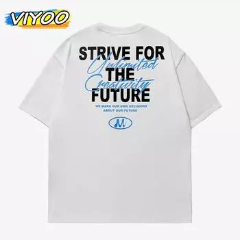 Мужские и женские свободные футболки из хлопка с принтом Y2K с короткими рукавами, топы, футболки для мужчин, летняя одежда, уличная одежда для пар, американский стиль XL белый