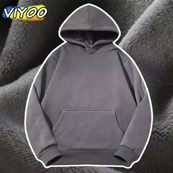 Мужские и женские свободные хлопковые плюс бархатные пальто осень-зима с капюшоном толстовки пальто пуловеры толстовки для женщин уличная одежда M белый