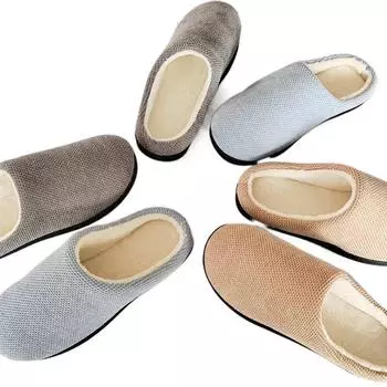 Мужские и женские тапочки из хлопка для пар, простые пушистые тапочки для защиты от пота зимой 36-37 серый