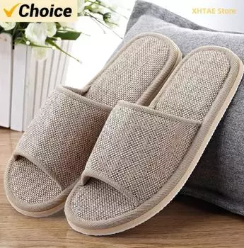 Мужские и женские тапочки из хлопка и льна, удобные и дышащие домашние тапочки, мужские и женские нескользящие тапочки 37-38 серый