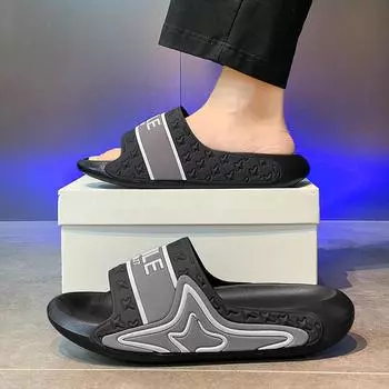 Мужские и женские тапочки Летние пляжные тапочки Пара Домашние тапочки для ванной комнаты Черная домашняя обувь Мужские повседневные шлепанцы Любители Сандалии на платформе 40 чёрный